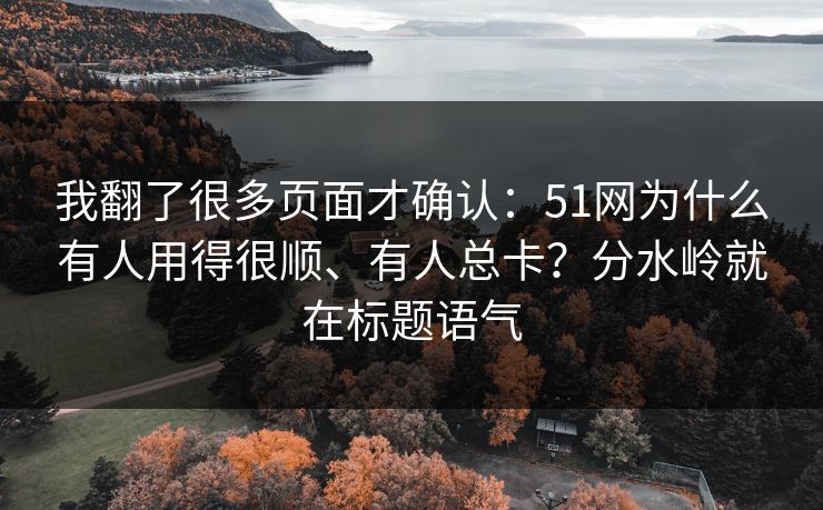 我翻了很多页面才确认：51网为什么有人用得很顺、有人总卡？分水岭就在标题语气