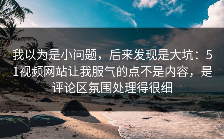 我以为是小问题，后来发现是大坑：51视频网站让我服气的点不是内容，是评论区氛围处理得很细