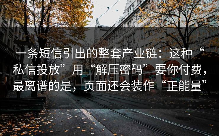 一条短信引出的整套产业链：这种“私信投放”用“解压密码”要你付费，最离谱的是，页面还会装作“正能量”