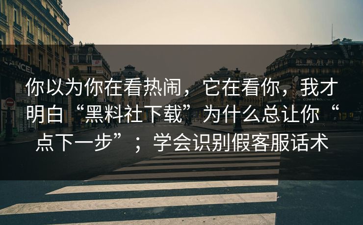 你以为你在看热闹，它在看你，我才明白“黑料社下载”为什么总让你“点下一步”；学会识别假客服话术