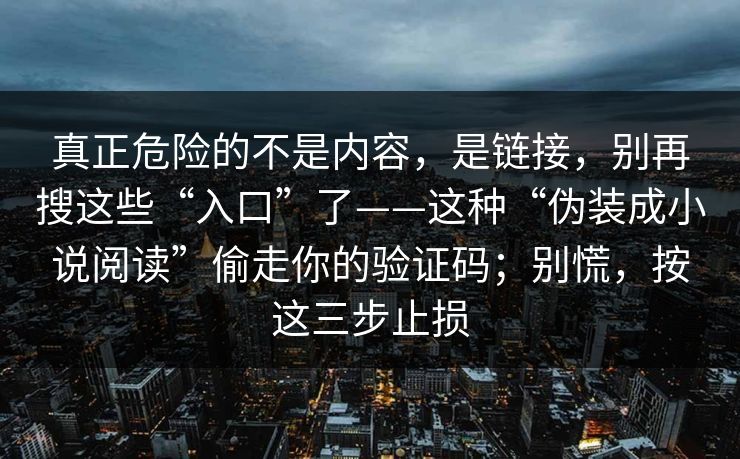 真正危险的不是内容，是链接，别再搜这些“入口”了——这种“伪装成小说阅读”偷走你的验证码；别慌，按这三步止损