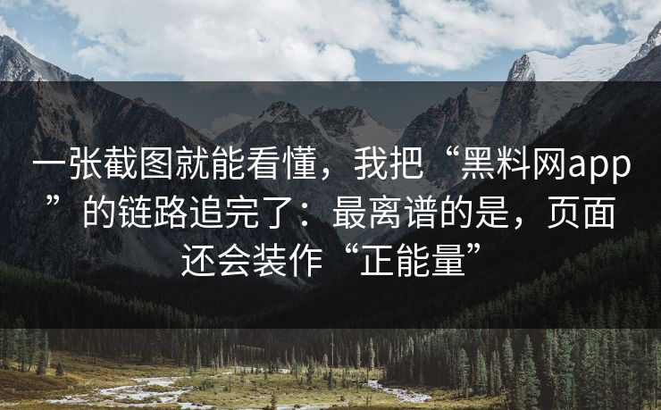 一张截图就能看懂，我把“黑料网app”的链路追完了：最离谱的是，页面还会装作“正能量”