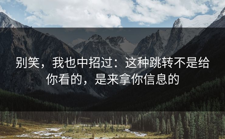 别笑，我也中招过：这种跳转不是给你看的，是来拿你信息的