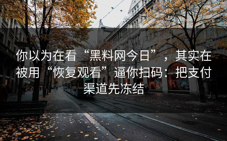 你以为在看“黑料网今日”，其实在被用“恢复观看”逼你扫码：把支付渠道先冻结