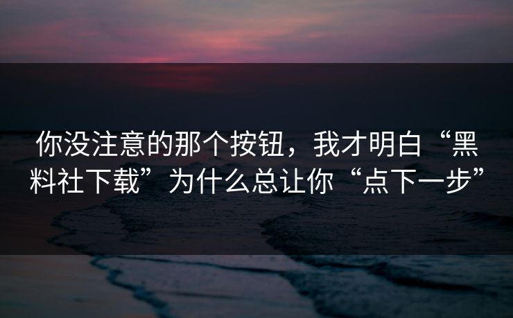 你没注意的那个按钮，我才明白“黑料社下载”为什么总让你“点下一步”