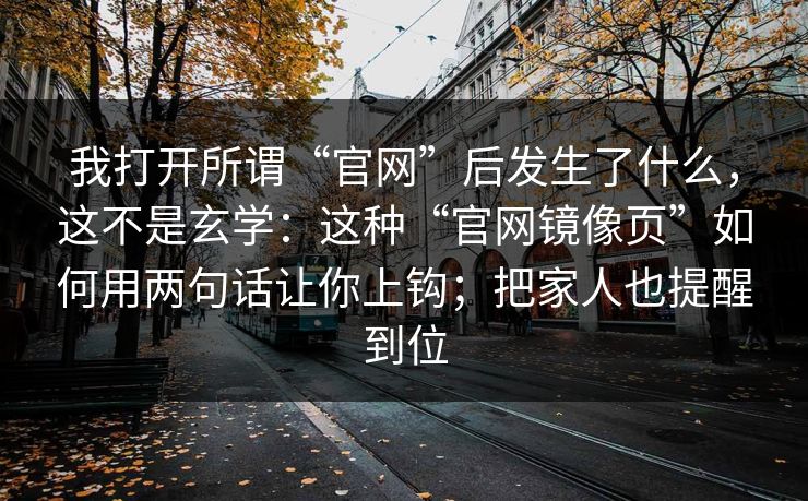 我打开所谓“官网”后发生了什么，这不是玄学：这种“官网镜像页”如何用两句话让你上钩；把家人也提醒到位